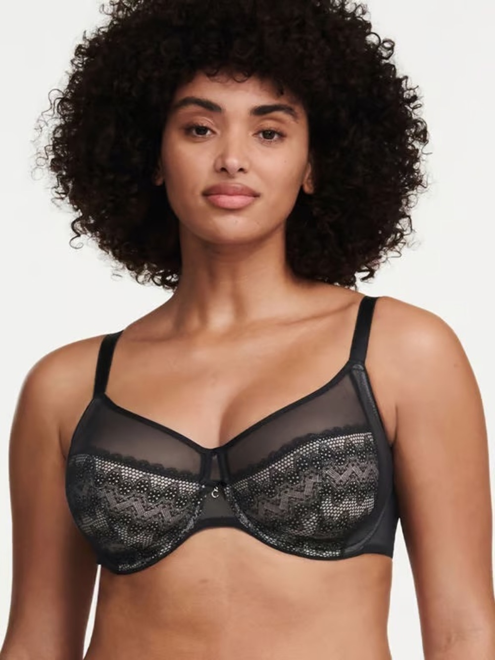 Chantelle Black Lace & Mesh Underwire Bra